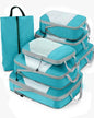 Meowoo 7 Set Compression Packing Cubes for Travel, Durable Ripstop Mesh Suitcase Organizer with Shoe Bag, Ultralight & Expandable Space Saver Travel Cubes - color: Turquoise