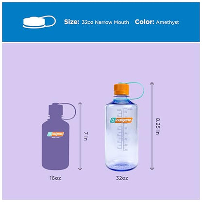 Nalgene 32 oz Narrow Mouth Water Bottle BPA-Free, Durable & Leak Proof, Lghtweght Bottle for Hkng, Gym & Travel, Amethyst - color: Amethyst, size: 32 Ounces