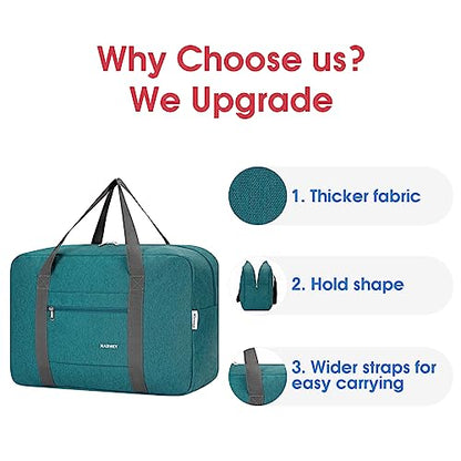 For Spirit Airlines Personal Item Bag Foldable Travel Duffel Bag Tote Carry on Luggage Duffle Overnight for Women and Men - color: 1112-Thick Series Teal