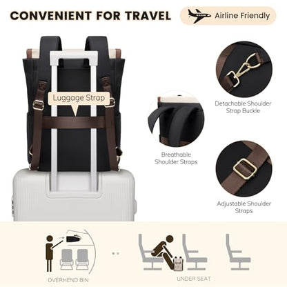 Convertible Daypack Laptop Backpack for Women Men Carry on Tote Backpack Bookbag for College Work Nurse Travel,16Inch,Apricot Brown - color: Apricot Brown