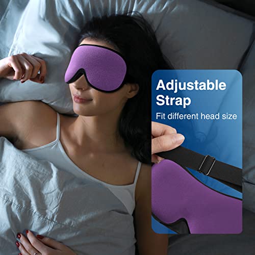 YFONG Weighted Sleep Mask, Women Men 3D Eye Mask Blocking Lights Sleeping Mask (4.2oz/120g), Pressure Relief Night Sleep Eye Mask with Adjustable Strap, Eye Cover Blindfold for Travel Nap Yoga, Purple - color: Purple