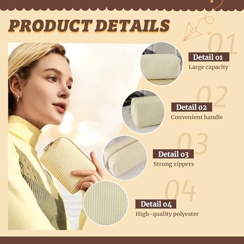2pcs Makeup Bag Travel Toiletry Bag for Women Lightweight Make Up Bag Purse Organizer Pouches Large Cosmetic Bag Small Makeup Pouch Medicine Bag Travel Essentials for Women Yellow - color: yellow
