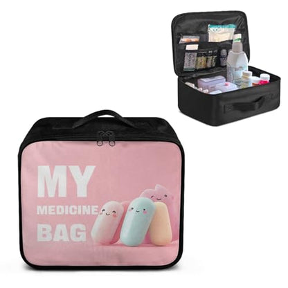 First Aid Kit Bag Empty Pink Color-Coded Emergency Medical Pouch for Hospitals Schools and Home Use Constructed with Tear-Resistant Fabric - color: Pink Cartoon