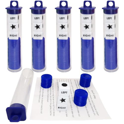 Ahoper Right Left Center Dice Game Prime Set Bundle with 3 Dices + 30 Chips. Round Tube Storage is Very Convenient for Travel. Easy to Store, Carry Around. (Blue 5 Pack) - color: Blue 5 Pack