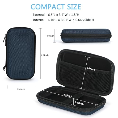 Hard EVA Protective Case - GLCON Portable Storage Case for Charging Cable, Power Bank, Hard Drive, Cell Phone, External Battery - Small Travel Case Mesh Inner Pocket + Zipper Enclosure (Grey Blue) - color: Grey Blue