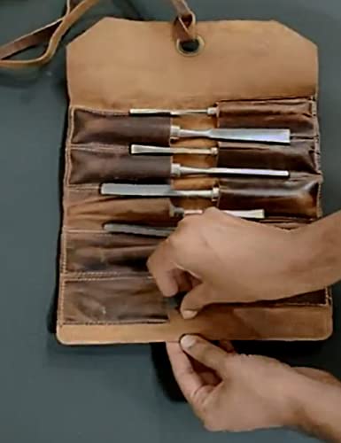 Leather Tool Roll Up Pouch - Leather Tool Wrench Roll/Chisel Bag by Rustic Town - style: 10 Slots(medium)