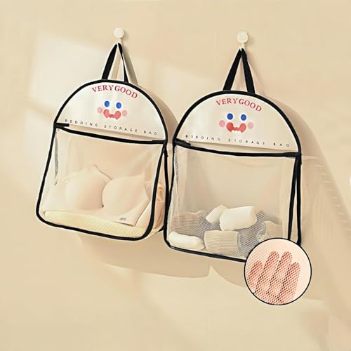 2 Pack Mesh Hanging Storage Bags, Breathable Wall Organizer for Underwear Socks and Small Items