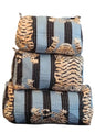YILLE Set of 3 Pieces Block Printed Travel Organizer Kit Storage Bag for Women Makeup Bag Travel Cosmetic Bag (Black Grey Fat tiger) - color: Black Grey Fat tiger