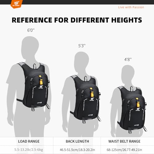 SKYSPER Small Hiking Backpack - 15L Travel Daypack Lightweight Bag Water Resistant Hiking Backpacks for Women Men - color: Lantc15-black, size: Small