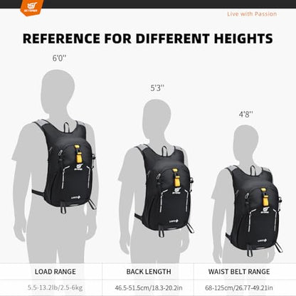 SKYSPER Small Hiking Backpack - 15L Travel Daypack Lightweight Bag Water Resistant Hiking Backpacks for Women Men - color: Lantc15-black, size: Small