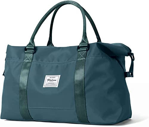 Small Gym Duffle Bag for Women, Mini Cute Weekender Handbag Carry on Travel Bag for Airplane, Water Resistant Sports Yoga Tote Bag with Dry Wet Separated Pocket - color: X-Peacock Blue