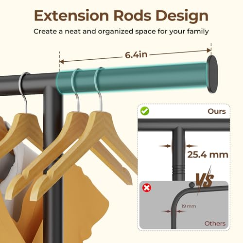 Clothes Rack for Hanging Clothes: Clothing Coat Garment Rolling Racks with Wheels Shelf Portable Closet Storage Organizer Wardrobe Strudy Metal Freestanding Laundry Room Bedroom Dress Shirt Jacket - color: Black, style: Single Rod