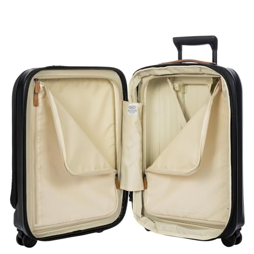 Bric's Taormina Ultra-Light Carry-On Spinner – Airline Approved Expandable Hard Shell Suitcase with TSA Lock, Anti-Tamper Zippers & Built-In USB Port - 21 Inch with Pocket, Black - color: Black, size: Carry-On w/ Front Pocket