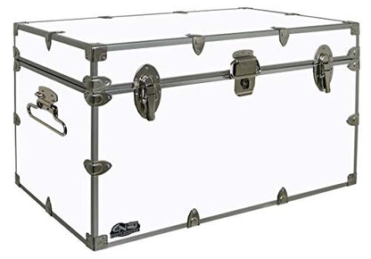 C&N Footlockers - XL Graduate Storage Trunk - Made in the USA - STEEL Footlocker for College Dorm Room & Summer Camp - 32 x 18 x 18.5 Inches (White) - color: White