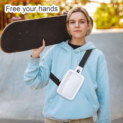 Small Sling Bag for Women Men Chest Bag Water Resistance Mini Crossbody Bag Adjustable Strap Lightweight Shoulder Bag - color: 05-white