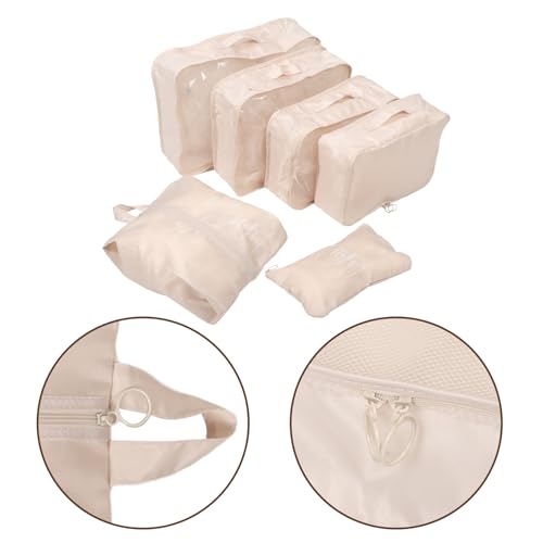 Tofficu 7pcs Travel Packing Cubes Set Beige, Waterproof Large Capacity Luggage Organizer Bags Laundry and Skincare Pouches for Women Backpack Suitcase Storage