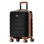 Flight Knight 22x14x9 Expandable Carry On Suitcase Hardside TSA Lock USB C Port Lightweight Luggage Silent Double Spinner Wheels Maximum Overhead Carry-On Bag American United Approved Black/Tan - color: Black/Tan, size: 22x14x9"