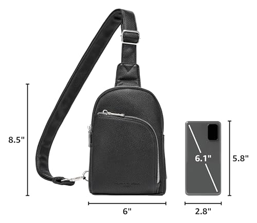 INICAT RFID Blocking Sling Bag, Anti Theft Crossbody Bag for Women Compact Travel Purses Leather - color: Black
