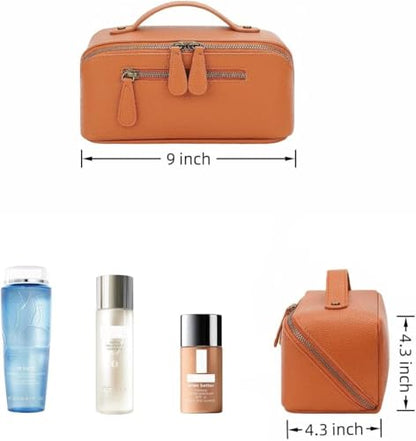 Travel Makeup Bag Cosmetic Pouch Water Resistant Travel Bag for Cosmetics, Brushes, Skincare, Toiletries, Makeup Storage (brown) - color: Upgraded brown