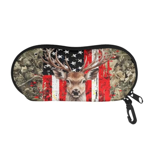 AFPANQZ Glasses Case with Carabiner Hanging Portable Neoprene Zipper Sunglasses Case Soft Lightweight - color: 3d Deer