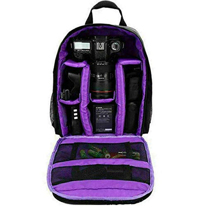 Waterproof SLR/DSLR Camera Backpack Shoulder Bag Travel Case For Canon Nikon Sony Digital Lens (Medium, Purple) - color: Purple, size: Medium