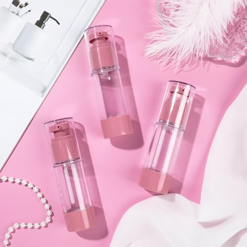 1oz 30ml Airless Pump Bottles, Refillable Leak Proof Travel Pump Bottle Toiletry Cosmetic Skincare Containers for Lotion Toner Gel Foundation (3 Pieces) - color: Pink