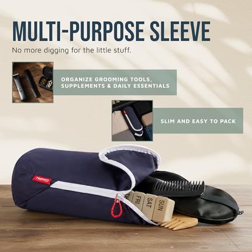 Toiletry Bag Kit 3 Piece Set: Hanging Travel Toiletry Bag + 311 TSA Cosmetic Liquid Bag + Accessory Organizer Pouch - color: Navy