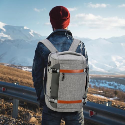 42L Travel Backpack with 4 Packing Cubes, TSA Friendly Flight Approved Carry-On Bag with USB Charging Port, Water-Resistant Weekender Business Backpack for Men Women, Fits 17.3" Laptop(Grey) - color: Grey