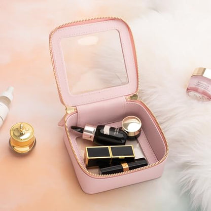 Aveniee Small Clear Makeup Bag,Mini Travel Toiletry Organizer TSA Approved,Waterproof Cosmetic Case with Zipper,Cute Car Essentials Pouch for Women,Pink - color: Pink, style: Mini Trend