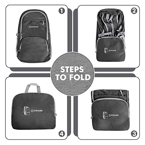 ZOMAKE Lightweight Packable Backpack 30L, Foldable Hiking Backpacks Water Resistant Compact Folding Daypack for Travel(Dimgray) - color: Dimgray