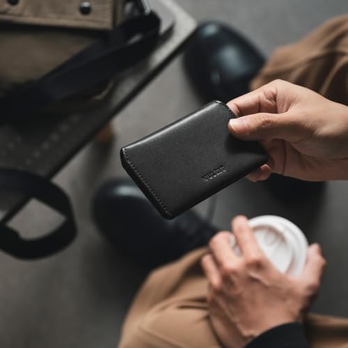 VULKIT Slim Minimalist Card Holder RFID Blocking Leather Credit Card Holder Front Pocket Wallet Magnetic Closure - color: Black