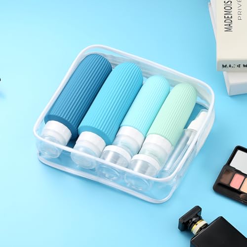 Mrsdry 16 Pack Travel Bottles for Toiletries, Large 6oz Silicone Travel Containers, Leak Proof Refillable Liquid Shampoo And Conditioner Travel Essentials - color: Blue, size: Large