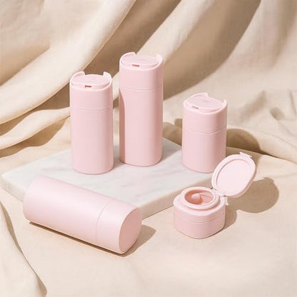 5pcs Travel Cream Dispenser Bottles Set Travel Bottles Toiletry Containers Set, TSA Approved, Travel Essentials - color: Pink