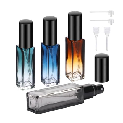 YOCASII 4PCS Perfume Travel Refillable Mini Spray Bottle, 10ml Glass Perfume Atomizer Refillable Cologne Bottle, Travel Cologne Sprayer with Funnel - color: Color-D