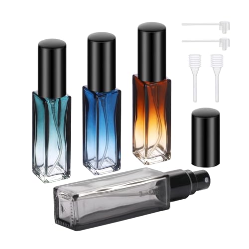 YOCASII 4PCS Perfume Travel Refillable Mini Spray Bottle, 10ml Glass Perfume Atomizer Refillable Cologne Bottle, Travel Cologne Sprayer with Funnel - color: Color-D