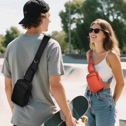 BROADREAM Sling Bag, Crossbody Bag with Anti-Theft Lock Zipper, RFID Blocking & Water Resistant for Travel Work Sport - color: Black