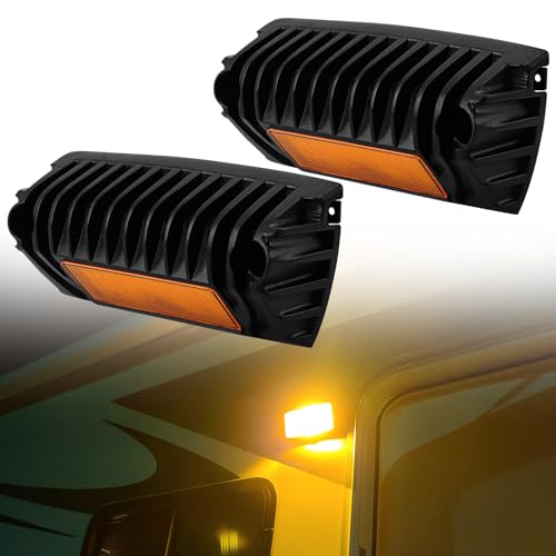 Chelhead 800lm Led RV Porch Light Exterior Utility Light 12V Amber Replacement Lighting Led Scene Lights Compatible with RVs, Traliers, Campers, Roof Rack, Trucks - color: Yellow Light-Black Housing