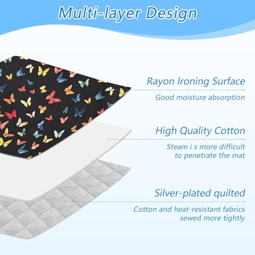 Colorful Butterfly Ironing Mat for Table top Portable Ironing Pad Blanket for Washer Dryer Countertop Travel - color: Colorful Butterfly