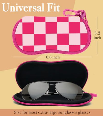 Sunglasses Case Soft Glasses Cases for Women Pouch Eyeglass Bag Eye Glass Kids Girls Sun Glasses Cute Kawaii - color: Pink Plaid