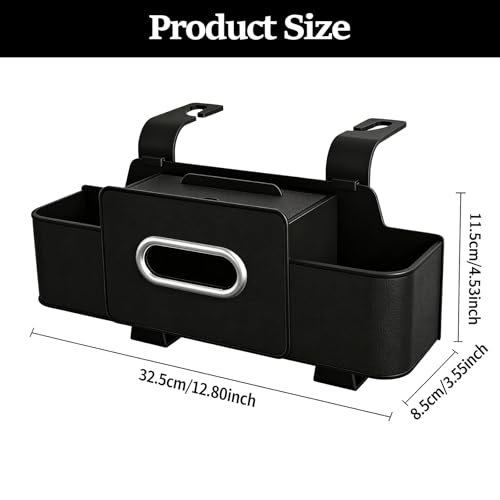 Car Organizer and Storage Box, Multifunctional Car Organizer Back Seat, Large Capacity Car Organizers and Storage Box for Phone, Drinks, Handbag, Travel Use, Compatible with Most Vehicles (Black)