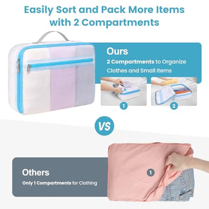 Cambond Mesh Packing Cubes for Travel Women - Lightweight Travel Bags Luggage Packing Organizer Travel Cubes for Suitcase with Handle
