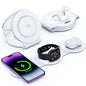 Hicober 3 in 1 Wireless Charging Station for iPhone 15, Magnetic Foldable Travel Charger Station Stand 18W for iPhone Air 17 16 15 14 13 12 Pro/Max/Plus/Apple Watch All Series & Airpods - color: B-White