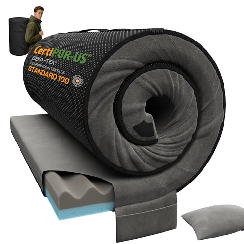 Releep 3 Inch Dual-Sided Memory Foam Camping Mattress, Waterproof Camping Sleeping Pad with Portable Pillow & Carry Bag, Roll Up Cot Mattress Mat for Guest Bed/Car/Tent - size: Small Single/Cot: 72*24*3"
