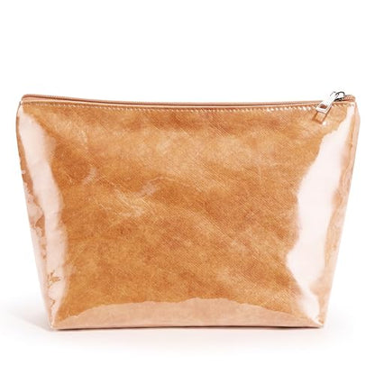 WLLWOO PVC Waterproof Makeup Bag Kraft Paper Cosmetic Bag Travel Toiletry Zipper Pouch Organizer for Women Purse - color: PVC-Brown
