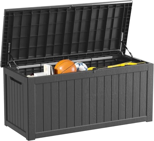 Outdoor Storage Box 270GAL Waterproof Resin Deck Box,UV-Resistant Lockable Delivery Bin for Garden Tools,Large Patio Outside Cushions,Pool Accessories Supplies,Chest,Furniture,Package,Black - color: Black, size: 270GAL
