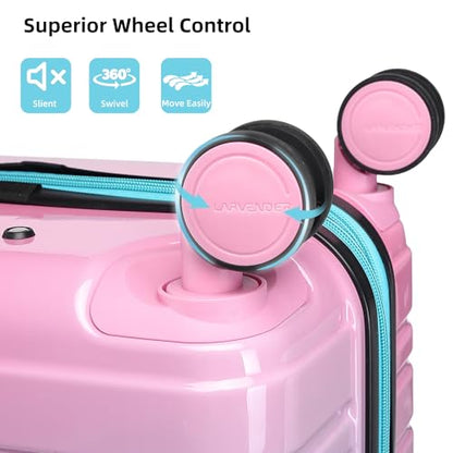LARVENDER Carry on Luggage 22x14x9 Airline Approved Hardshell Suitcase with Wheels TSA Lock, PC+ABS Lightweight Suitcase Set for Women with Travel Backpack, Cotton Candy, 3 Piece Set - color: Cotton Candy-20BP, size: 3 Piece Set (Backpack/TB/20)