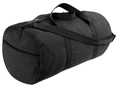 Rothco Heavy-Duty Canvas Shoulder Duffle Bag - Rugged Travel Gym Gear Equipment Bag - color: Black, size: 15 Inches