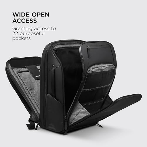 NOMATIC 20L Travel Pack - Mens Travel Backpack - Expandable to 30L - Water Resistant Daypack - TSA-Ready - Lightweight Business Traveling Backpack for Men - 16" Laptop Compartment - color: Black, size: 20L
