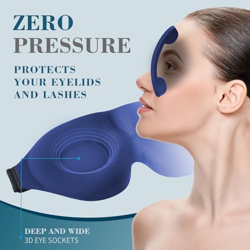 ZGGCD Sleep Mask for Side Sleeper, Light Blocking Sleeping Eye Mask for Women Men, 3D Contoured Cup Night Blindfold, Luxury Eye Cover Eyeshade with Adjustable Strap for Travel, Nap, Blue - color: Blue