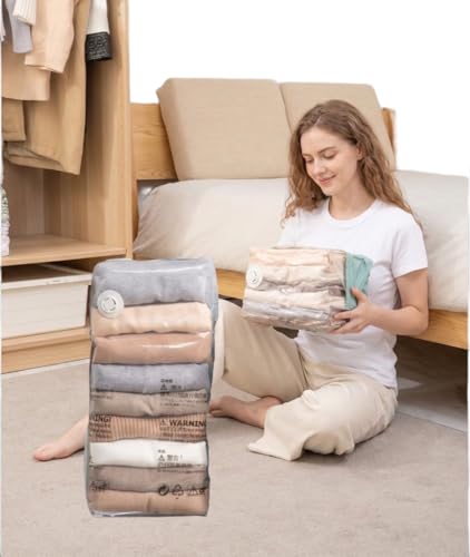 Vacuum Storage Bags for Clothing - NeatNest 6 Pack Medium Cube/Box-Shaped Space Saver Bags for Clothes, Pillows, Bedding, Dual Compression (Vacuum or Hand Press), Durable PE+PA Material - color: cube M x 6